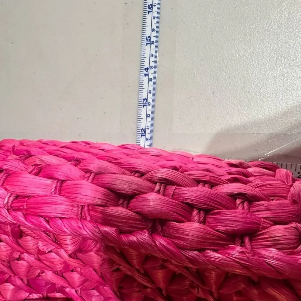NWT Barney’s NY Pink Straw‎ Beaded Handle Tote Bag